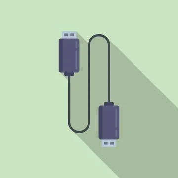 Charger usb cable icon flat . Charge phone Stock Illustration