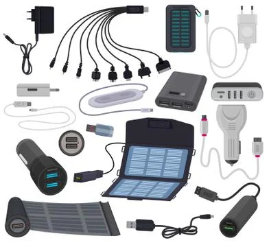 Charger vector mobile cable power charge technology for smartphone illustration Stock Illustration