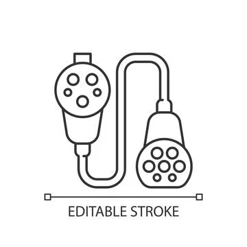 Charging adapter and converter linear icon Stock Illustration