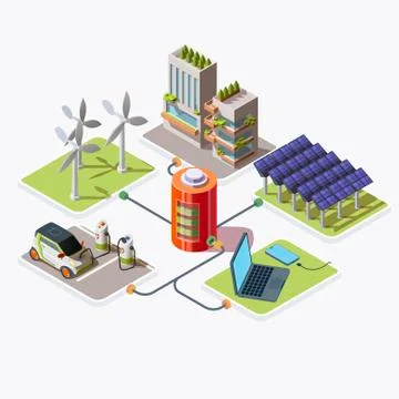 Charging from alternative energy sources Stock Illustration