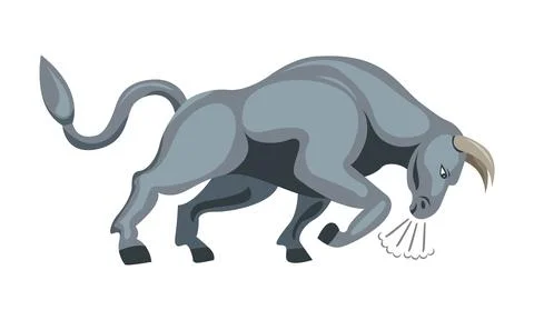 Charging angry bull isolated vector Illustrazione stock