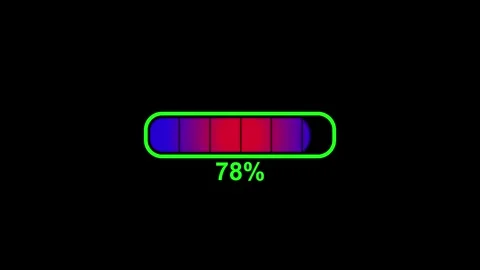Charging animation on black background. Blue &amp; Red color and percentage on .. Stock Footage 331660358