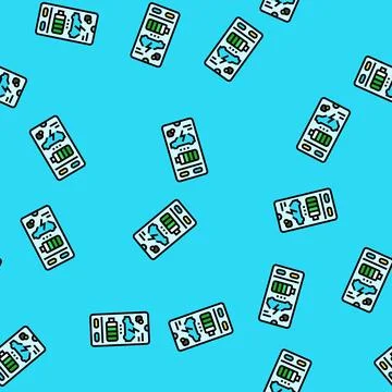 Charging app electric vector seamless pattern Stock Illustration