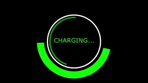 Charging bar. Abstract digital technology, green charging icon background. Mo イラスト素材