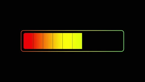 Charging bar animation, in blocks of red, yellow and flashing green. Stock Footage 138092885