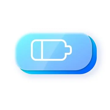 Charging battery blue gradient glowing button glassmorphism effect vector icon Stock Illustration