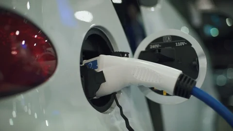 Charging the battery of an electric car Stock Footage 88813985