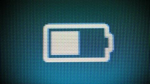 Charging battery icon on computer display Vídeo Stock 111665057
