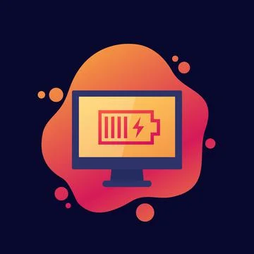 Charging battery icon on computer screen, vector design Illustrazione stock