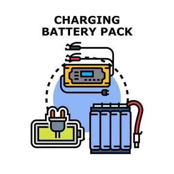 Charging battery pack with power accumulator and charger Stock Illustration