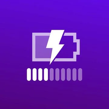 Charging battery vector icon with progress bar Stock Illustration