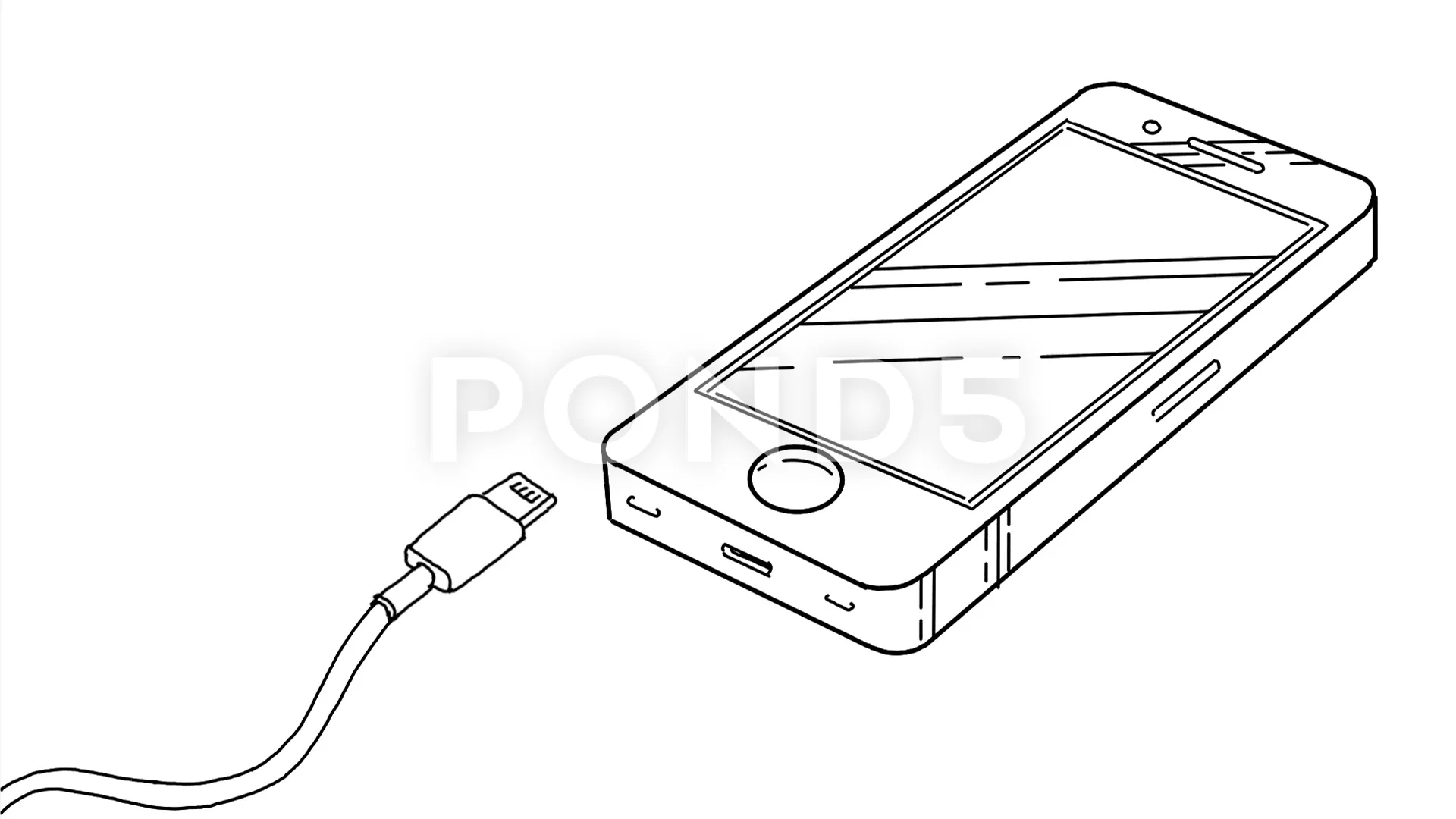 Charging Cable Charging Smart Phone 2D Animation