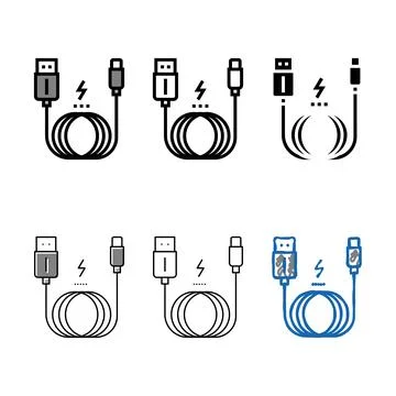 Charging cable diversity color icon vector Stock Illustration