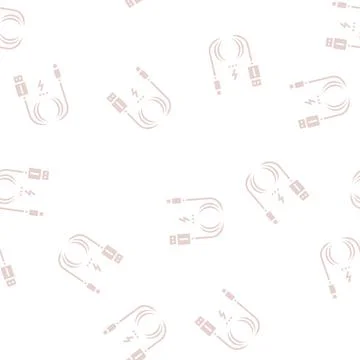 Charging cable glyph seamless pattern Stock Illustration