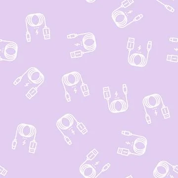Charging cable line seamless pattern Stock Illustration