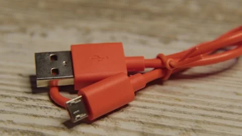 Charging cable, mini usb close up 库存影片 306149181