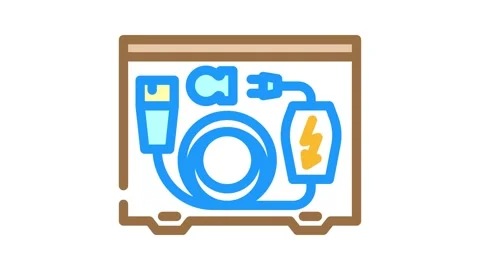 Charging cable organizer electric color icon animation Stock Footage 327267063