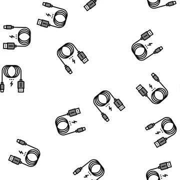 Charging cable vector seamless pattern Stock Illustration