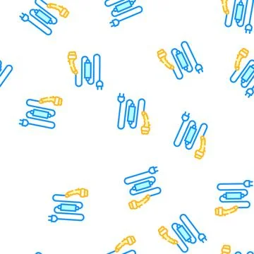 Charging cable vector seamless pattern color Illustrazione stock