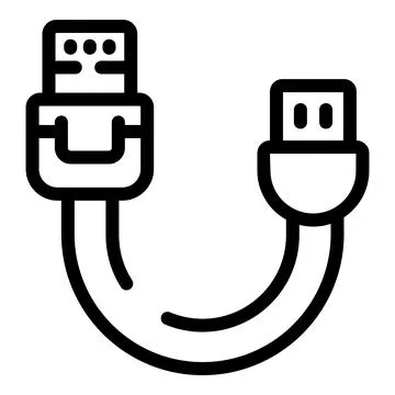Charging camera cable icon outline vector. Compact portable device Illustrazione stock