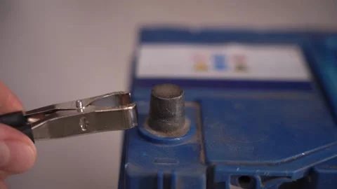 Charging the car battery. close-up. spark. slow motion video Stock Footage 229126502
