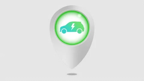 Charging Car Station Map Pointer - Pin Map - Map Marker Stock Footage 196727454