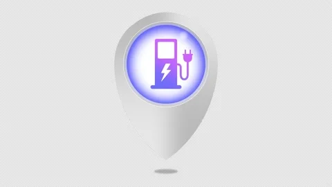 Charging Car Station Map Pointer - Pin Map - Map Marker Stock Footage 196727457