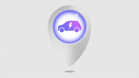 Charging Car Station Map Pointer - Pin Map - Map Marker Stock Footage 196727585