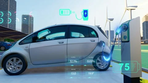 Charging effect of lithium battery new energy electric vehicles Stock Footage 276484321