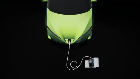 Charging of electric car. 3D rendering. Stock Footage 138000530