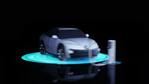 Charging of electric car. 3D rendering. Stock Footage 146881823