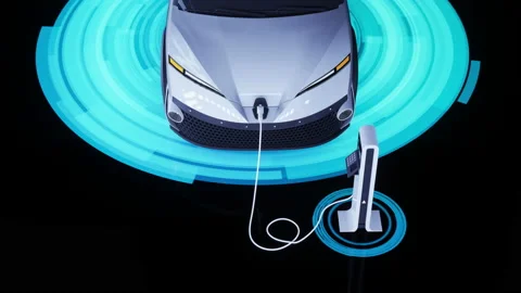 Charging of electric car. 3D rendering. Stock Footage 146881827