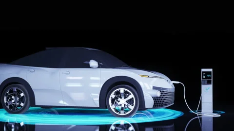 Charging of electric car. 3D rendering. Stock Footage 146881829