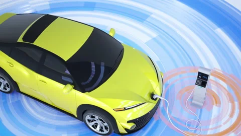 Charging of electric car. 3D rendering. Stock Footage 146881830