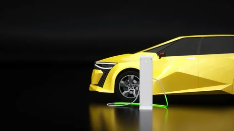 Charging of electric car. 3D rendering. Stock Footage 152521263