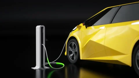 Charging of electric car. 3D rendering. Stock Footage 152521268