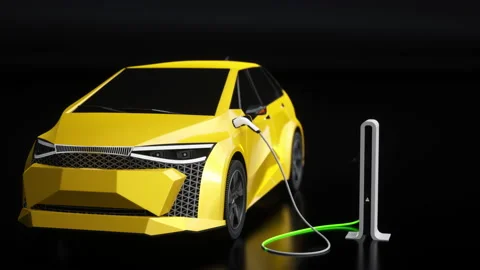 Charging of electric car. 3D rendering. Video stock 152521269