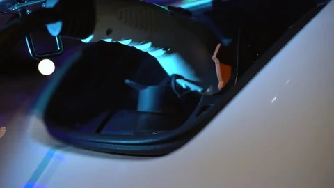 Charging of an electric car, close-up Video stock 77907228