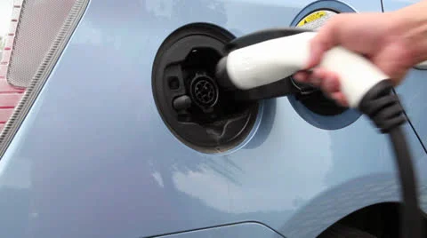 Charging of an electric car Stock Footage