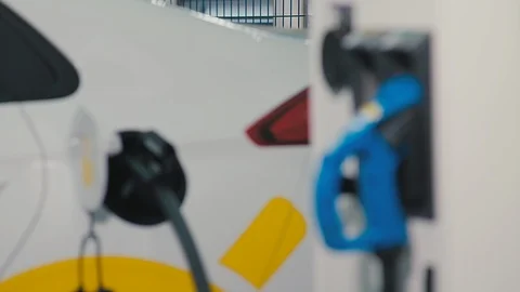 Charging of an electric car Stock Footage 92555006