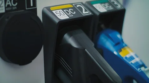 Charging of an electric car Stock Footage 92557484