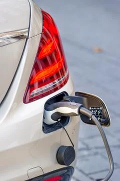Charging of electric car Stock Photos