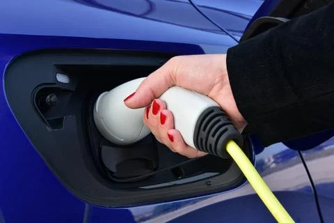 Charging an electric car Stock Photos