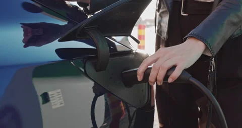 Charging An Electric Slow Stock Video Pond5