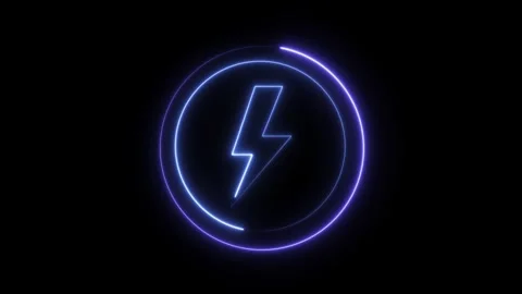 Charging icon neon light animation Isolated on Black Background Video stock 320558649