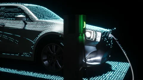 Charging of modern generic electric car Stock Footage 169986853