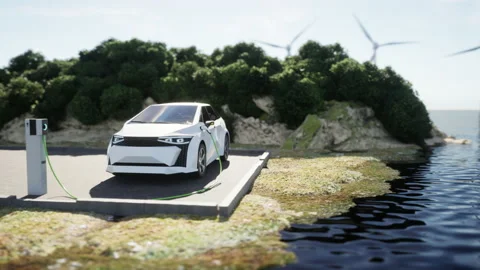 Charging of modern generic electric car Stock Footage 200683293