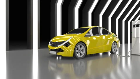 Charging of modern generic electric car Stock Footage 243877481