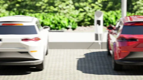 Charging of modern generic electric car Stock Footage 277019322