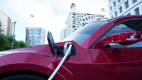 Charging of modern generic electric car Stock Footage 277382559